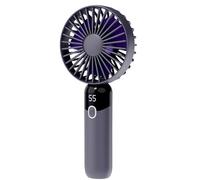 PANGBOER Ventilador portátil recargable de mano para aire acondicionado, ventilador portátil de bolsillo pequeño, pantalla digital de 6 velocidades para viajes silenciosos