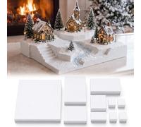 Pangda 10 soportes de exhibición de pueblo de Navidad con bloques de espuma | 4in de grosor, 30,5 cm, 20,3 cm, 15,2 cm, 10,2 cm, 5 cm, espuma de poliestireno, fácil de cortar, plataformas de manualidades