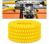 Pangda Protector de cable de manguera en espiral de 25 pies, color amarillo, resistente, funda protectora de manguera hidráulica, resistente a la abrasión, tubo en espiral para mangueras hidráulicas