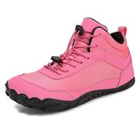 Pangolin Botas Barefoot de Invierno Hombre Mujer Puntera Ancha Zapatos Minimalistas Cálidos con Forro Suave Zero Drop Botines Outdoor Flexibles con Suela de Goma para Senderismo y Caminar Rosa 37 EU