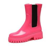 Pangolin Botas de Agua Mujer Estilo Chelsea de Media Caña, Botines de Lluvia Impermeables con Paneles Elásticos, Suela Track Antideslizante, Cómodas para Ciudad, Jardín, Paseos Rosa 41 EU