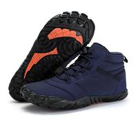 Pangolin Botas de Invierno Hombre Mujer Impermeables con Forro Cálido, Botines Barefoot Unisex, Zapatillas de Trekking Caña Media, Suela Antideslizante para Nieve, Frío Armada 46 EU