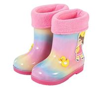 Pangolin Botas de Lluvia Niño Niña Forradas, Botas de Agua Impermeables con Forro Polar Extraíble y Lavable, Suela Antideslizante, Botas de Lluvia Cálidas para Invierno y Días de Lluvia Rosa 32 EU