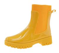 Pangolin Botines de Agua para Mujer, Botas de Lluvia Chelsea Impermeables con Acabado Brillante, Suela Gruesa Antideslizante, Botines de Goma para Jardín, Calle y Paseo Amarillo 38 EU