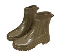 Pangolin Botines de Agua para Mujer, Botas de Lluvia Chelsea Impermeables con Acabado Brillante, Suela Gruesa Antideslizante, Botines de Goma para Jardín, Calle y Paseo Verde 36 EU