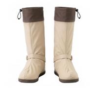 Pangolin Cubrezapatos de Lluvia Altos Impermeables para Mujer y Hombre, Cubrecalzado Reutilizable con Cremallera Lateral, Cordón Ajustable, Correa de Sujeción Caqui S