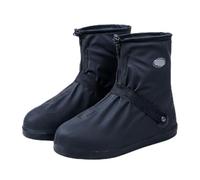 Pangolin Cubrezapatos Impermeables Altos Reutilizables, Cubrebotas de Lluvia con Cremallera Lateral, Suela Antideslizante y Banda Ajustable, Protectores de Zapatos Negro-B S