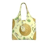 Pangolines y margaritas,Bolsas de mano reutilizables, bolsas de supermercado, bolso de hombro de lona de gran capacidad