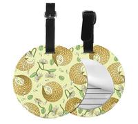 Pangolines y margaritas,Etiquetas de equipaje de cuero sintético con nombre, etiquetas de viaje duraderas, 2 unidades