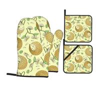 Pangolines y Margaritas,Juego de 4 Manoplas y agarraderas para Horno, Antideslizantes, Resistentes al Calor.