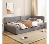 Pangshiyuan Cama de día 90 x 200 cm con cama abatible, sofá cama, cama individual (sin colchón), diseño minimalista, gris, extensible, ahorra espacio
