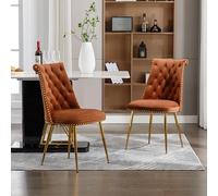 Pangshiyuan Juego de 2 sillas de terciopelo con respaldo ergonómico, remaches de borde, asiento acolchado, silla de comedor, silla de acento, salón, café, 43,9 x 62 x 87,5 cm