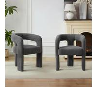 Pangshiyuan Juego de sillones de piel sintética con reposabrazos, tejido Sherpa, mullido, acolchado, diseño ergonómico, silla de lectura para salón, dormitorio, gris, juego de 2, 75 x 62,5 x 47 cm