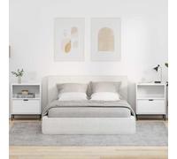 Pangshiyuan Mesita de noche con cajón y estante, madera, diseño moderno, gran espacio de almacenamiento, muebles de dormitorio, blanco brillante, 49 x 36 x 61 cm, 883483