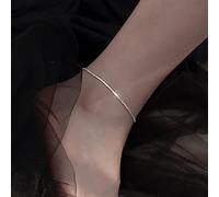 PangTuZiYin Sparkling Gypsophila Tobillera de Plata de Ley 925 Cadena Ajustable Joyería Fina de Moda Simple para Mujeres