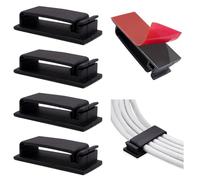 pangutheos 50 Piezas Organizador Cables, Clips Para Organizar Cables, Organizador de Cables Adhesivo per Cable Ethernet, Casa e Ufficio PC TV (Negro)