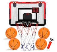 Pangutiandi Canasta Baloncesto Infantil, Mini Canasta de Baloncesto Interior con 4 Bolas y Marcador electrónico, Juego de Juguetes Deportivos para niños de 3 a 12 años