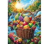 Panier de fruits dans le jardin fleuri Puzzle 500 Piezas Cartón Grueso Para Adultos Y Adolescentes Mitos fantásticos Cuento De Hadas Ocio Doméstico Terapia Relajación Mejor Valorado Idea De Regalo 500