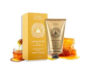 Panier des Sens- Crema de Manos para Piel Seca - Regeneradora de Miel - Mini Crema de Manos Hidratante - Manteca de Karité y Aceite de Almendras - Cuidado de Manos - 97% Naturales - 75ml