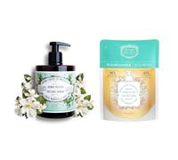 Panier des Sens Jabón Líquido de Manos + Recarga Jazmín, 2 x 500 ml | Dúo jabón de manos | 2 x 500 ml | Botella con dosificador + eco-recarga | Aroma Jazmín