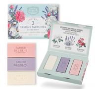 Panier des Sens Set Regalo Mujer 3 Jabones - Rosa, Lavanda y Algodón | Trío de jabones sólidos con manteca de karité de rosa, lavanda y algodón, 97% de origen natural, para manos y cuerpo