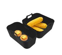 Panier Silicone Résistant À La Chaleur -Revêtement Silicone Pour Friteuse Sans Huile | 2 Pièces Plateau Amovible Réutilisable Antiadhésif, Accessoire Sécuritaire Pour Cuisson Viande Légume Snack Four