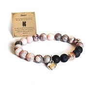 Panifio Pulsera de jaspe de cebra rosa de lava para mujer, alivio del estrés, yoga, relajación, pulsera inspiradora para mi hija, nieta, hermanas, mamá, mejor amiga, Piedra, No es una piedra preciosa