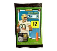 Panini 2025 Score Football Exclusive Huge Factory Sealed Mega Foil Pack con 12 tarjetas, incluyendo Rookies & Parallels! Busca Travis Hunter, Jaxson Dart, Ashton Jeanty, Cam Ward y muchos más
