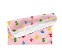 Panini Tessuti, Porta babero con nombre bordado, en algodón con tela Aida para bordar para la alimentación - almuerzo - merienda en la guardería tamaño 16x30 cm Fantasía Letras rosas