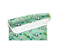 Panini Tessuti, Porta babero con nombre bordado, en algodón con tela Aida para bordar para la alimentación - almuerzo - merienda en la guardería tamaño 16x30 cm Fantasía Panda