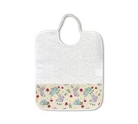 Panini Tessuti, Porta babero con nombre bordado, en rizo de puro algodón con banda elástica para la comida y la merienda en la guardería tamaño 28x33 cm Fantasía Conejitos
