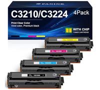 PANINK Cartucho de tóner compatible C3210 de repuesto para Lexmark C3210C0 C3210K0 C3210M0 C3210Y0 para impresora Lexmark C3224 C3326 C3426 MC3224 MC3326 MC3426 Series - Paquete de 4 Chip