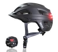PANK Casco Bicicleta Adulto - Certificado CE, Ultraligero de 325g con 15 Ventilaciones Casco MTB - luz LED Trasera & 3D Acolchado, Unisex Ajustable - Negro (54-61 cm)