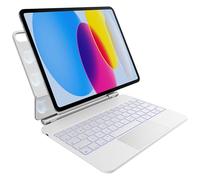 pankeybd Funda con Teclado para iPad A16 2025 y iPad de 10ª generación 2022, retroiluminación en 7 Colores, Panel táctil multitoque, diseño magnético Flotante, Blanco
