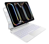 pankeybd Funda con Teclado para iPad Pro de 11 Pulgadas M5 2025 & M4 2024, retroiluminación en 7 Colores, Panel táctil multitoque, diseño magnético Flotante, Blanco