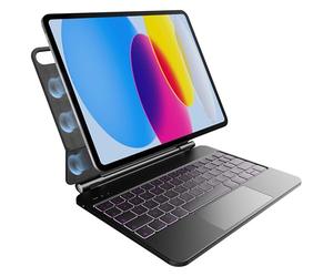 pankeybd - Funda para iPad A16 2025 y iPad 10ª generación 2022, retroiluminación 7 colores, panel táctil multitáctil, diseño magnético flotante, color negro