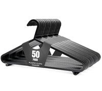 K-MART Perchas de plástico para Abrigos, Paquete de 50 Unidades, Perchas de plástico Antideslizantes y Fuertes para Armario para Ahorrar Espacio con Barra para Pantalones de Traje, Barra para