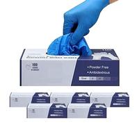PANKTI Surgicals - Guantes de nitrilo sin polvo, grado alimenticio, guantes de mano, caja de 1000, color azul (1000, mediano)