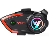 Panlouting Bluetooth 5.0 Casco Auriculares Audifonos para Motocicleta | 800 Metros | IP67 Resistente al Agua | Qualcomm Chip | para Música GPS Esquí (Micrófono Suave para Casco Completo)