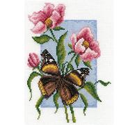 PANNA Butterfly & Wild Roses - Kit de Punto de Cruz, diseño de Mariposas y Rosas, Multicolor