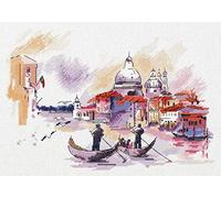 PANNA - kit de punto de cruz contada - Viajar por Venecia - GM-7184 - Manualidades adultos - tela linda - 23.5 x 32.5 cm - Kit bordado
