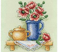 Panna Kit de punto de cruz, diseño de flores en una jarra