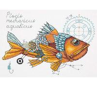Panna - Kit de punto de cruz . Pez con mecanismo de relojería.