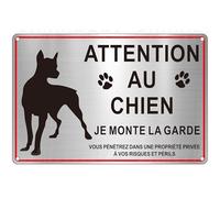 Panneau Attention au Chien Je Monte La Garde Aluminium Brossé 30×20cm