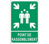 Panneau Point de Rassemblement Extérieur Aluminium Réfléchissant 30×20cm