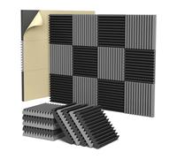 Pannelli fonoassorbenti 12/24Pcs Self-Adhesive Studio Acoustic Foam Panels High Density Soundproof Wall for Gaming Room Home 30x30x2.5cm(Black and Gray,12pcs)