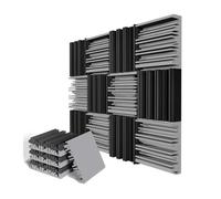 Pannelli fonoassorbenti 24Pcs Studio Acoustic Foam Sound Absorbing Noise Insulation Proofing Treatment Panels 25x25x5cm(12Black12Grey)