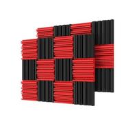 Pannelli fonoassorbenti 24Pcs Studio Acoustic Foam Sound Absorbing Noise Insulation Proofing Treatment Panels 25x25x5cm(12Black12Red)