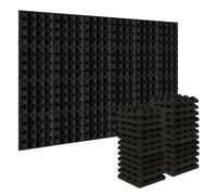 Pannelli fonoassorbenti 24Pcs Studio Acoustic Soundproof Foam Noise Insulation Sound Absorption Treatment Panels 25x25x5cm(24Black)