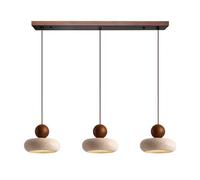 PANNN Lámpara Colgante LED De Madera Lámpara Colgante Nórdica De Travertino Lámpara Colgante De 3 Luce Lamp Vintage Cocina Estilo Japonés Wabi-sabi Para Comedore Salone Dormitorio(A1)